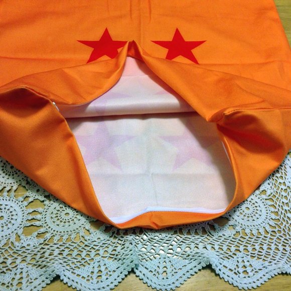 Accent Pillow Cover - orange with deep orange stars - Picture 3 of 4